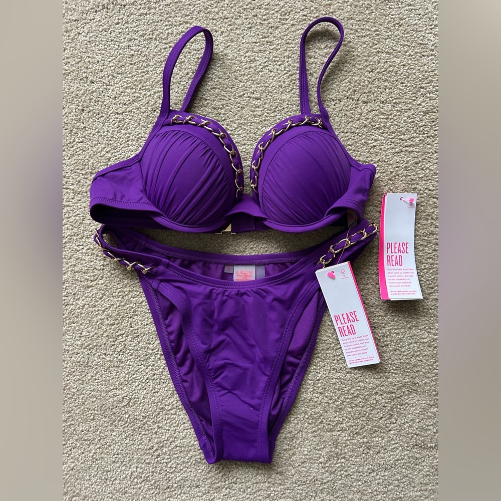 Lilly Pulitzer Bikini Dascha Top & Markel Bottom Set Size XS 2 NWT Purple Berry